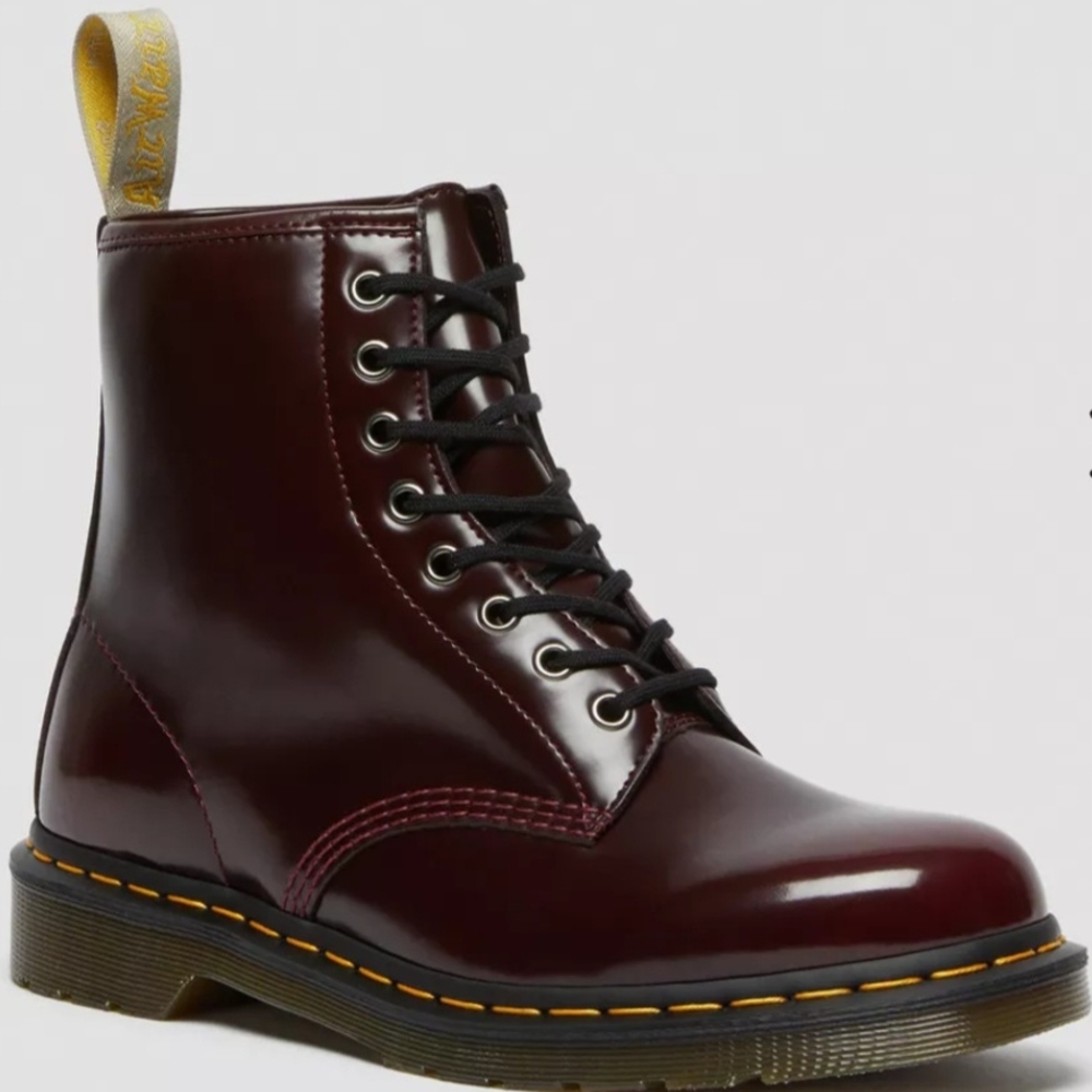 Burgundy Leather Lace-Up Boots
